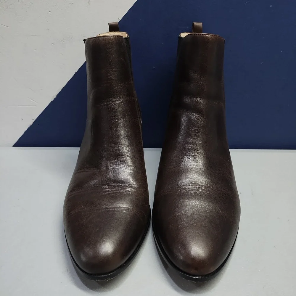 Michael Kors Chelsea Boots Womens Size 9M Brown Black Leather Almond Toe Slip On